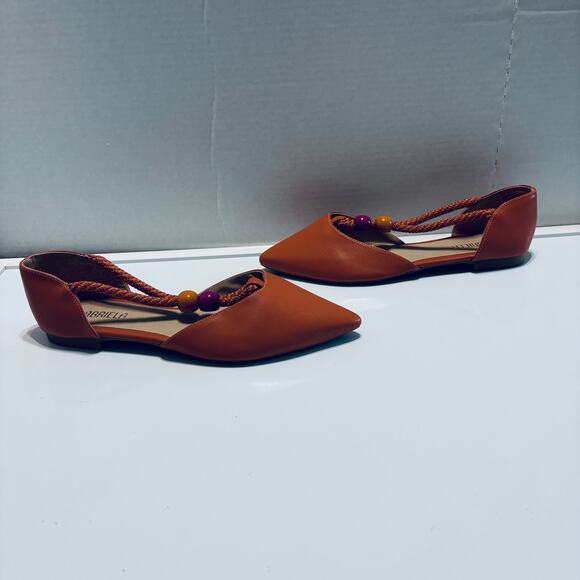 Gabriela Pumpkin Orange Beads Pointed Toe Flats Size BRAZIL 37 US 8 - Picture 3 of 12
